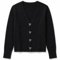 Theme Mickey Black with Bow Buttons Sweater Cardigan