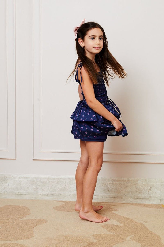 Theme Willow Satin Navy Rose Skort