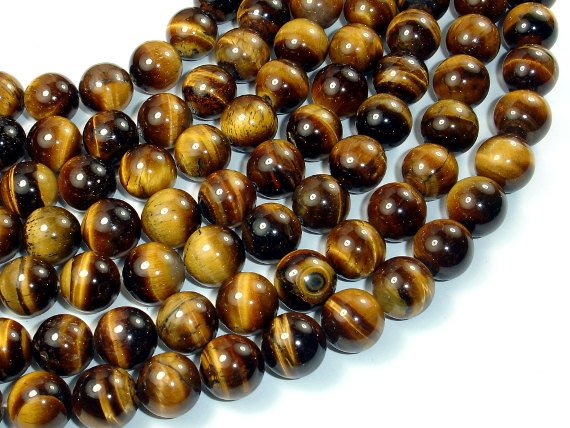 Tiger Eye, 12mm Round Beads-BeadBasic