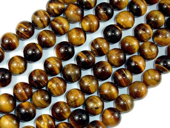 Tiger Eye, 12mm Round Beads-BeadBasic