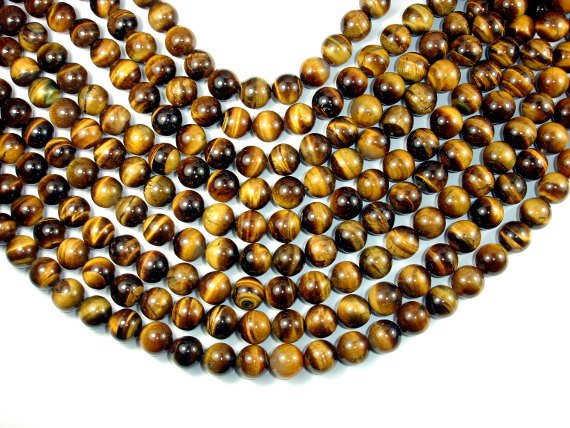 Tiger Eye, 12mm Round Beads-BeadBasic
