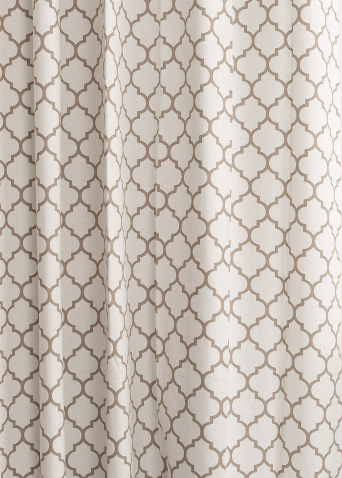 Trellis printed cotton Fabric - Walnut-Grey