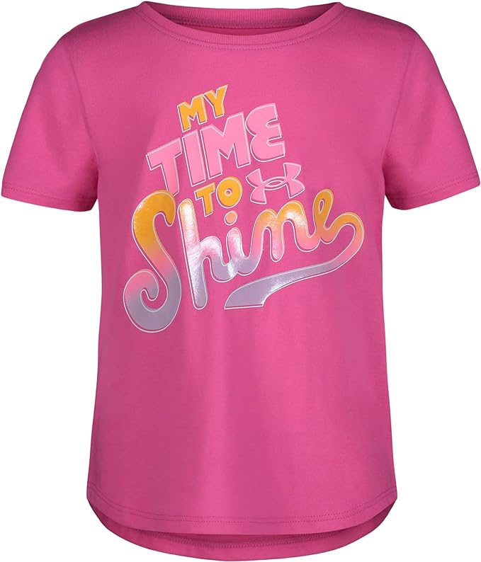 UA TIME TO SHINE LOGO SS REBEL PINK