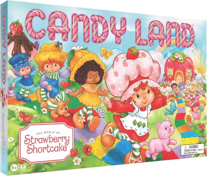 usaopoly Candy Land board game box featuring Strawberry Shortcake and friends on a colorful background