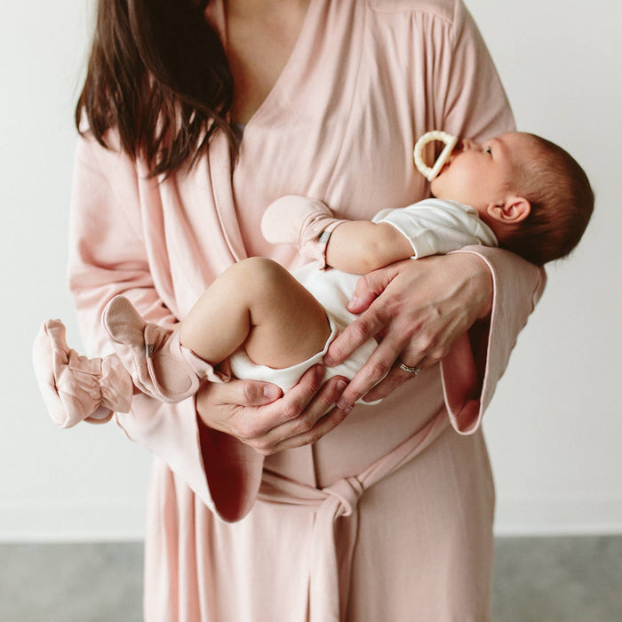 Viscose Bamboo + Organic Cotton Mitts + Boots - Rose: 0-3