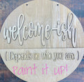 Welcome-ish Wooden Door Hanger