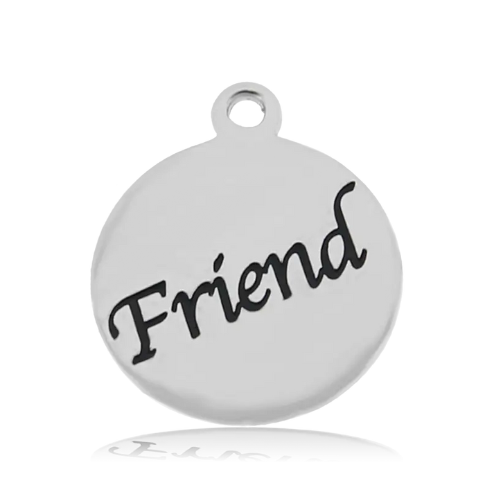 White Chalcedony Stone Bracelet with Friend Sterling Silver Charm