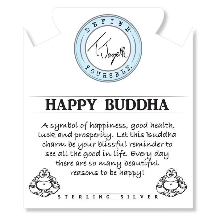 White Chalcedony Stone Bracelet with Happy Buddha Sterling Silver Charm