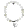 White Chalcedony Stone Bracelet with Seas the Day Sterling Silver Charm