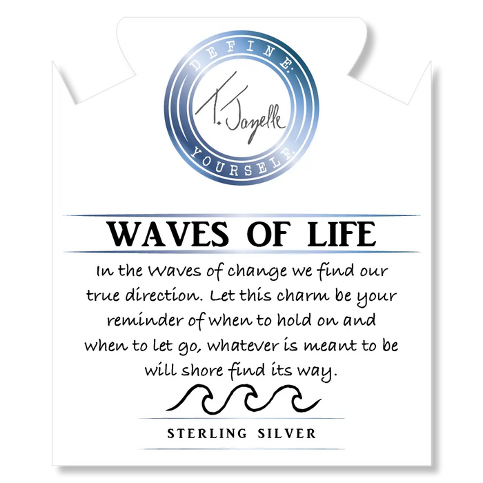 White Chalcedony Stone Bracelet with Waves of Life Sterling Silver Charm
