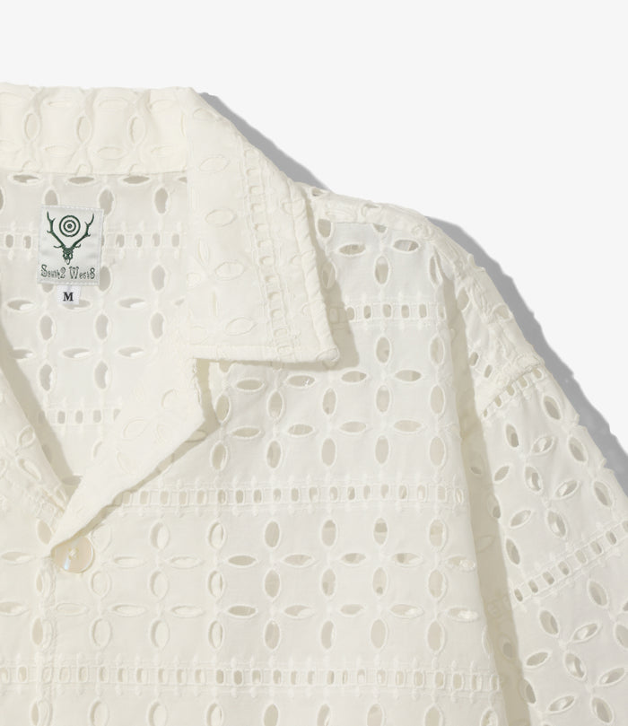 Women's Cabana Shirt - White - Cutwork Embroidery