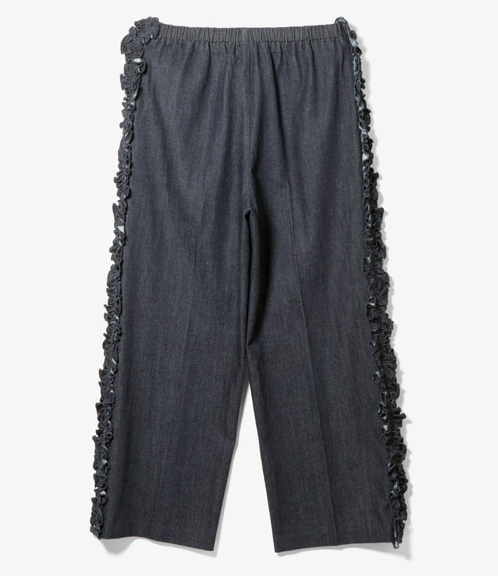 Women's Frill Side Flare Pant - Indigo - Denim