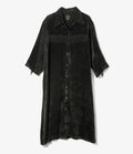 Women's Fringe Open Collar Shirt Dress - Black - Rayon Corduroy