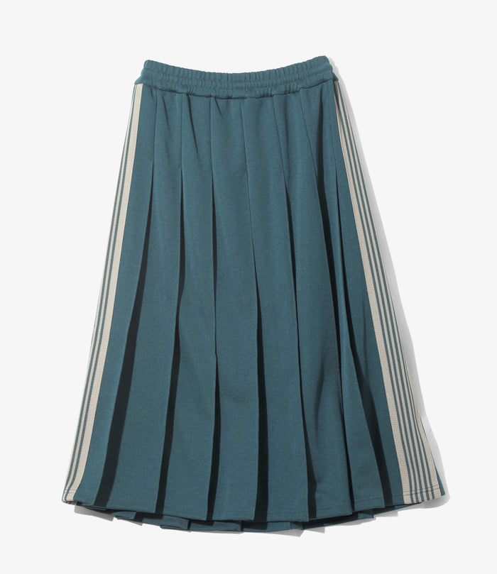 Women's Pleated Track Skirt - Green - Poly Smooth