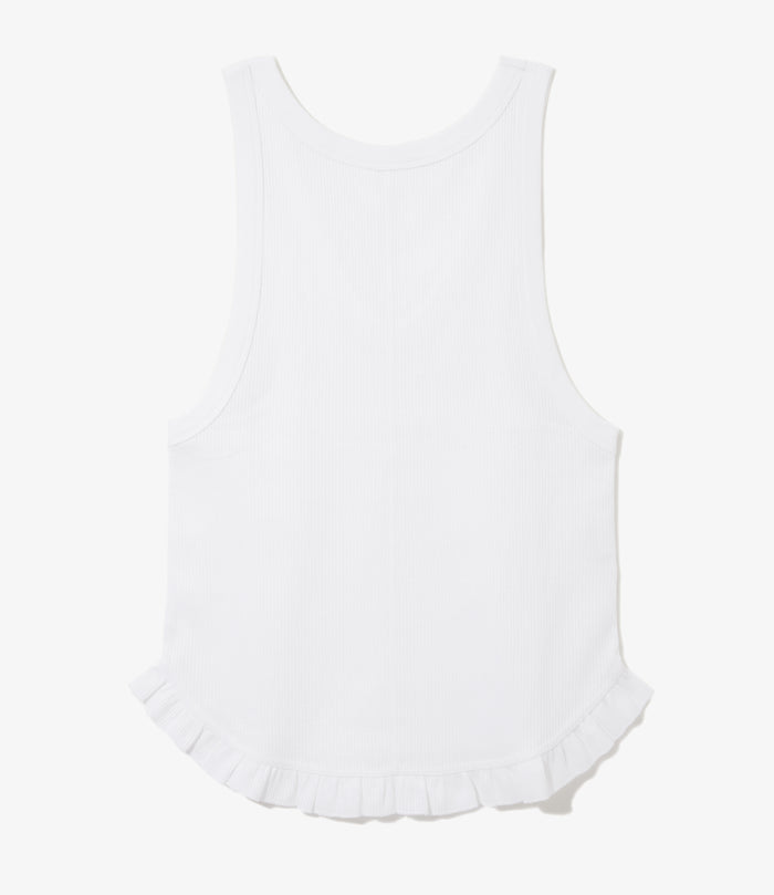 Women's Ribbed Frill Tank Top - White