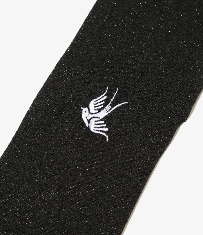 Women's Swallow Stitch Glitter Socks - Black