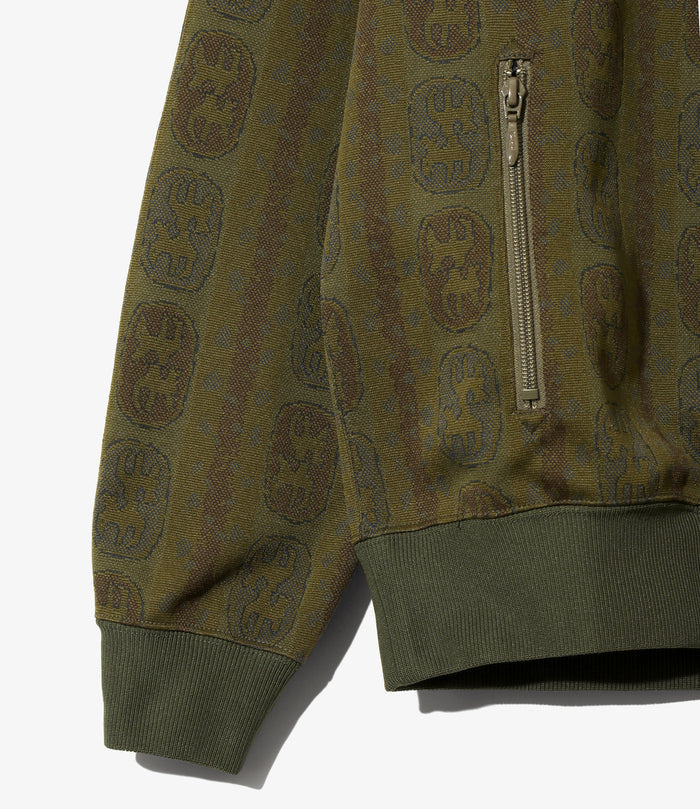 Women's Track Jacket - Olive - Poly Jacquard
