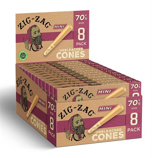 Zig-Zag 70's Size 8 pack Unbleached Cones (18ct)
