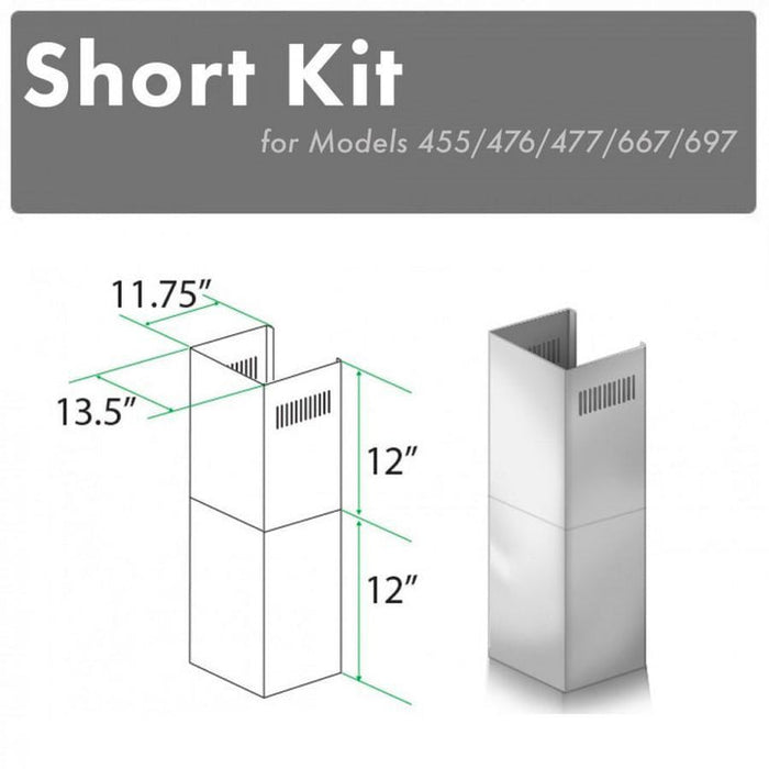 ZLINE 2-12" Short Chimney Pieces for 8 ft. Ceilings (SK-455/476/477/667/697)